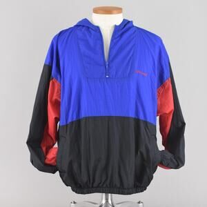 Vintage 90s Colorblock Windbreaker, Spalding Half Zip Pullover, Men's XL
